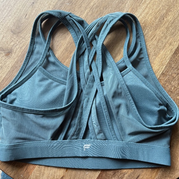 Fabletics Sheer Dual Layer Green Sports Bra M - Picture 3 of 5